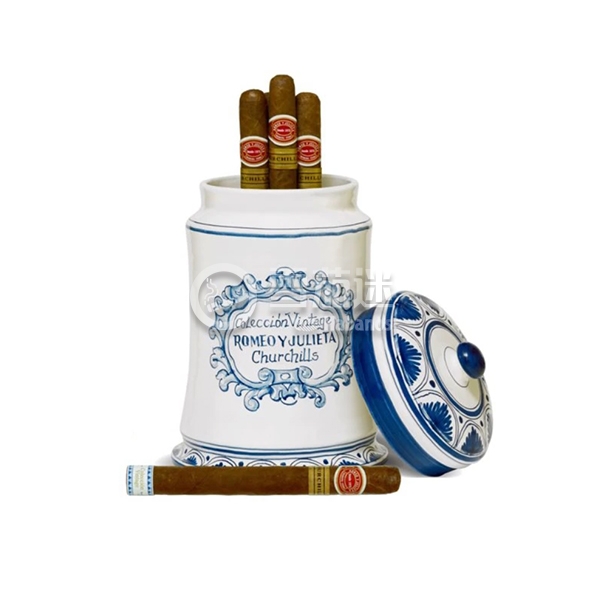 罗密欧丘吉尔青花瓷罐雪茄
